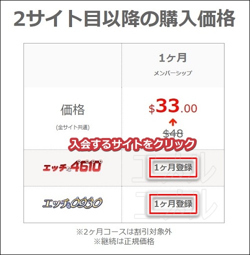 人妻斬り入会後、姉妹サイト入会割引を受ける手順2
