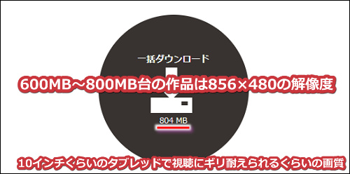 エッチな4610の1本600MB〜800MB台の動画は10インチくらいのタブレットでギリ視聴できるレベル
